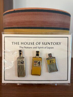 Japanese Whisky House of Suntory Enamel Pin Set - Haku Roku Toki Bottle Pins